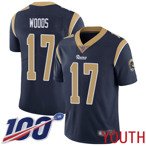 Los Angeles Rams Limited Navy Blue Youth Robert Woods Home Jersey NFL Football #17 100th Season Vapor Untouchable